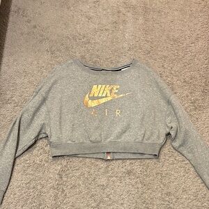 Nike Air Gray Sweatshirt Crop Top for Women